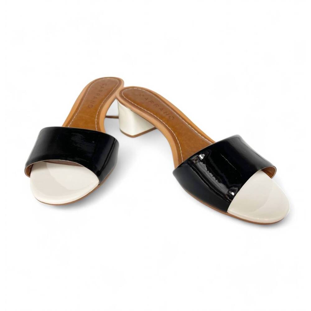 NEW CARRANO corina low heel sandal in black/white